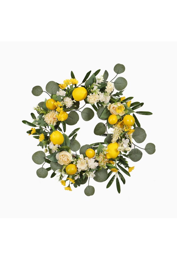Artificial Lemon Flower Decorative Wreath