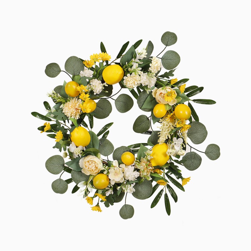 Artificial Lemon Flower Decorative Wreath