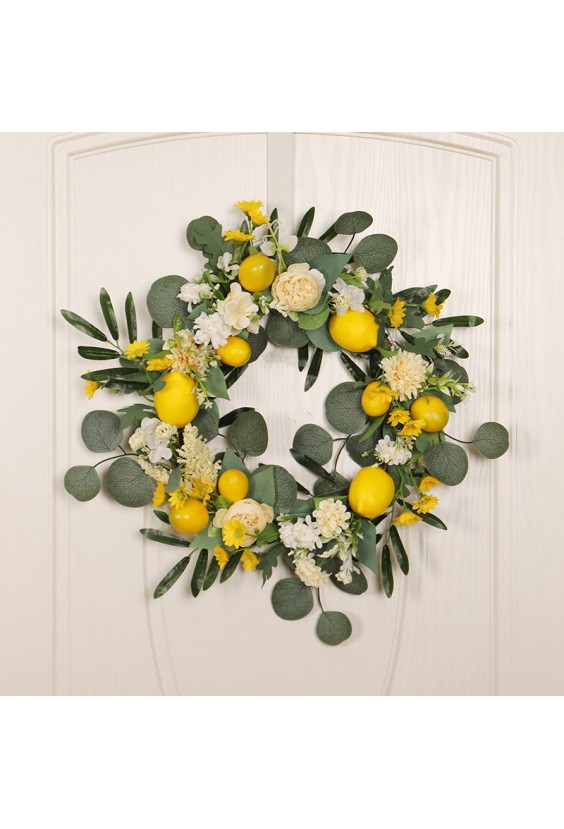 Artificial Lemon Flower Decorative Wreath