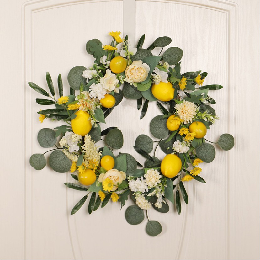 Artificial Lemon Flower Decorative Wreath