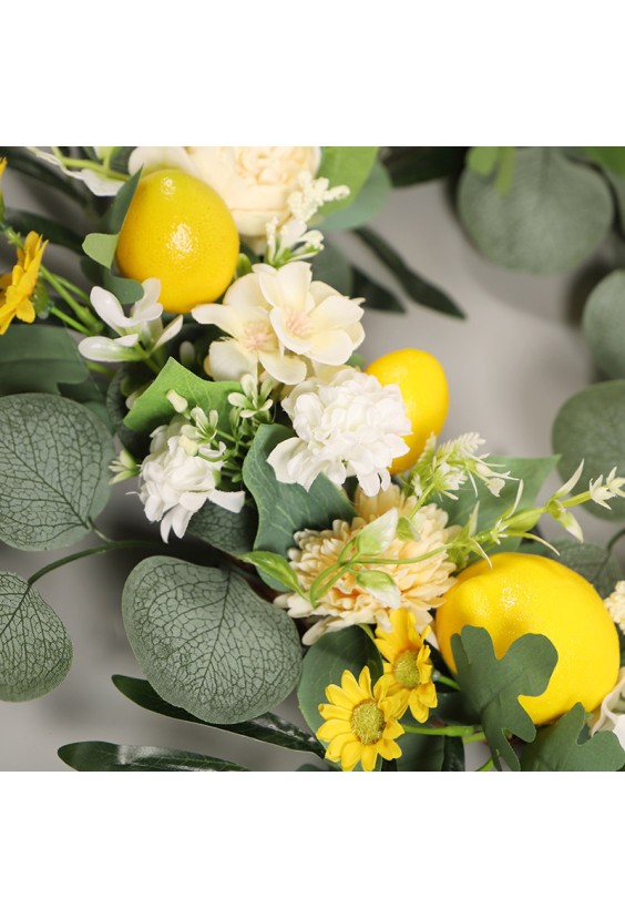 Artificial Lemon Flower Decorative Wreath